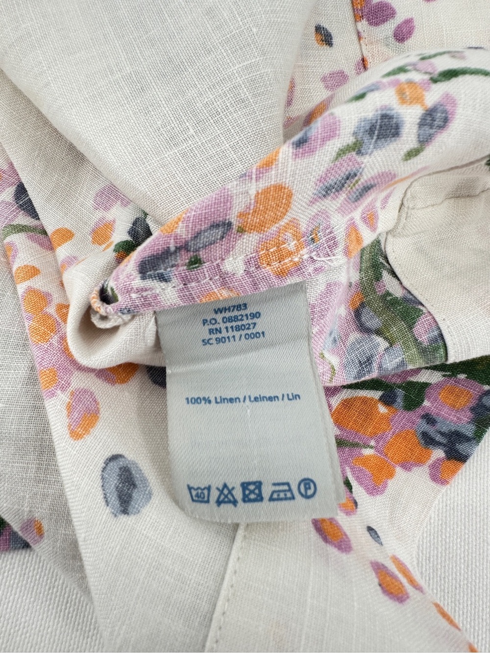 Boden White 100% Linen Dress with Pink, Orange, Green and Lilac Floral Print - Picture 9 of 9
